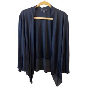Eileen Fisher Open Cardigan Waterfall Silk Sweater Womens Petite‎ Large Black